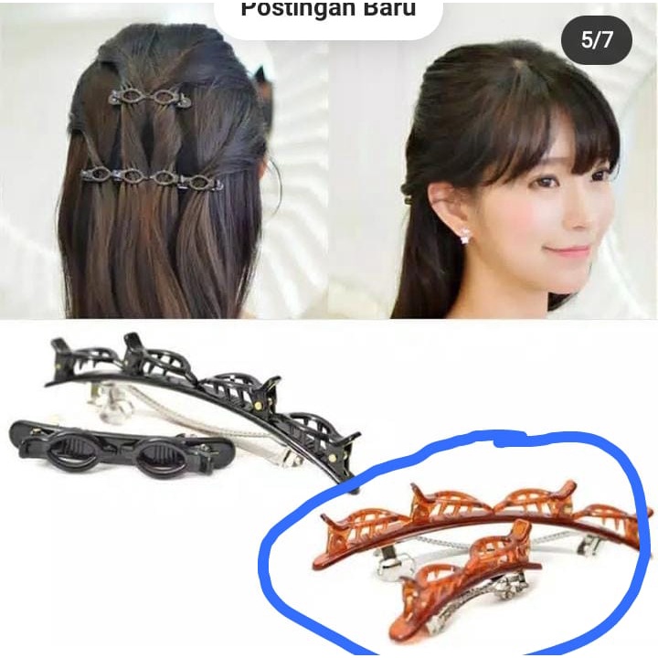 hokkiterus21 Bando jepitan rambut kepang layer hairpin poni klip korea ganda 2in1