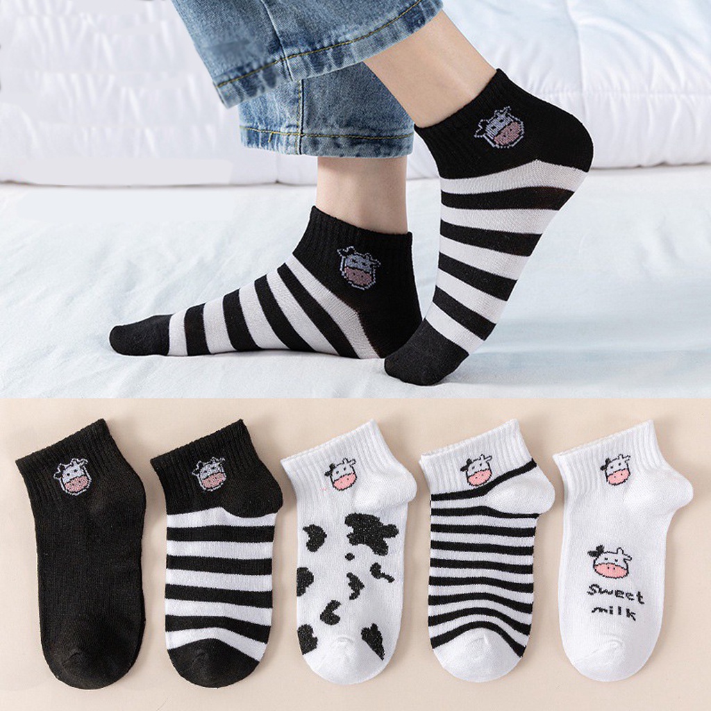 BRGUNIK Kaos Kaki Fashion Unisex Motif Sapi Lucu Wanita Pria Murah Import R596