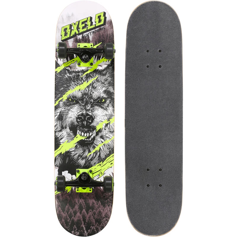 Oxelo Skateboard Remaja  Produk Impor Dewasa SIZE 7" - MID 500 Wolf Green Skateboard Original