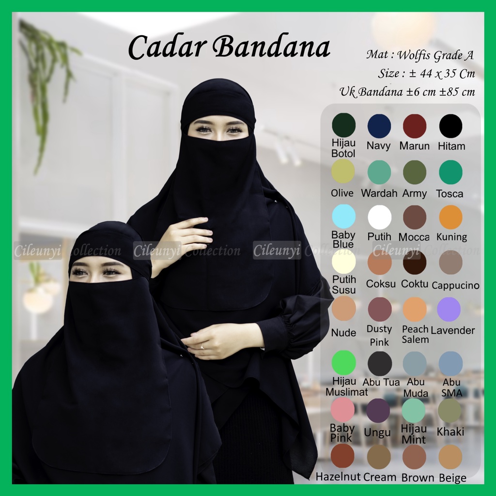 Niqab Cadar Bandana Grade A / Cadar Bandana Wolvis / Niqab Muslim / Cadaar Muslim Niqob Wolfis Hitam Woolpeace Koleksi Syari Cadar Bandana Cantik Tali Besar Niqab Murah Model Terbaru 2022 Gratis Ongkir Cadaar Arab Saudi