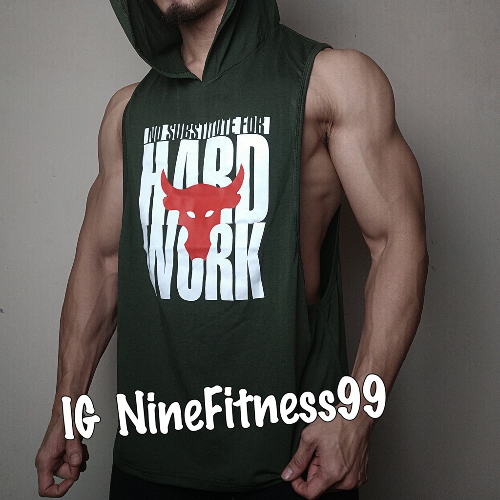 BAJU HOODIE SINGLET FITNESS PRIA