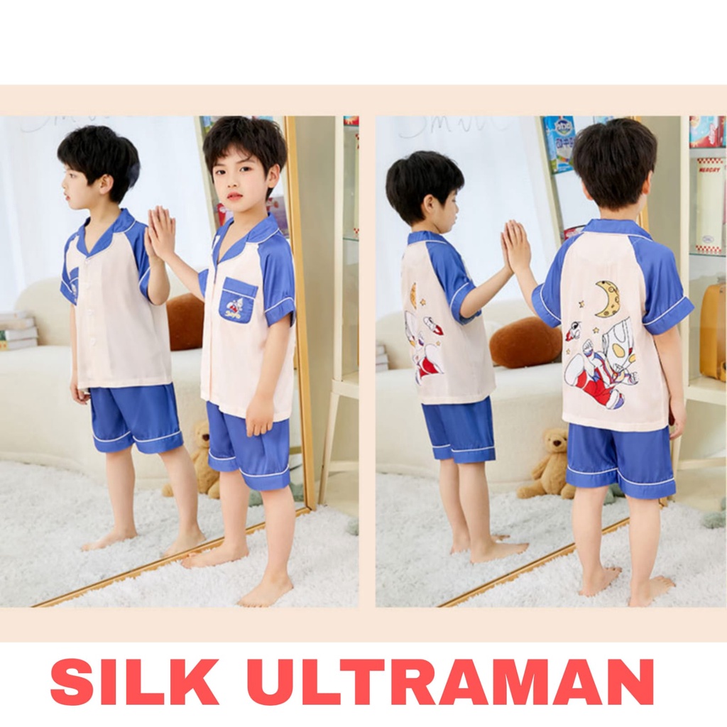 PIYAMA SILK BAJU TIDUR SANTAI ANAK CEWEK COWOK MOTIF FASHION KOREA IMPOR NYAMAN ADEM