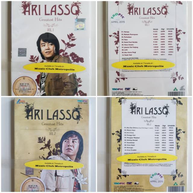 VCD KARAOKE ARI LASSO - GREATEST HITS VOL.1 DAN VOL.2 IMPORTED MALAYSIA