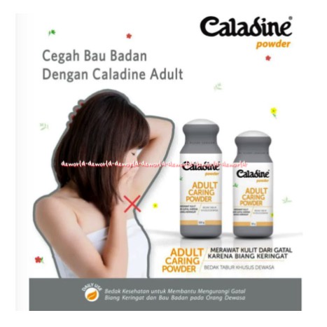 Caladine Powder 100gr Adult Caring Powders Bedak Gatal Dewasa Cegah Bau Badan Untuk Biang Keringat Bedak Bubuk Kaladin Kaldine Caladin Botol 100 gr