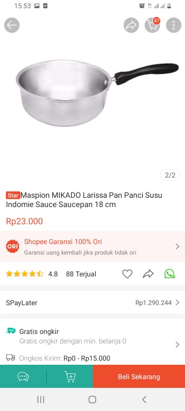 Maspion Mikado Larissa Pan Panci Susu Indomie Sauce Saucepan 18 Cm