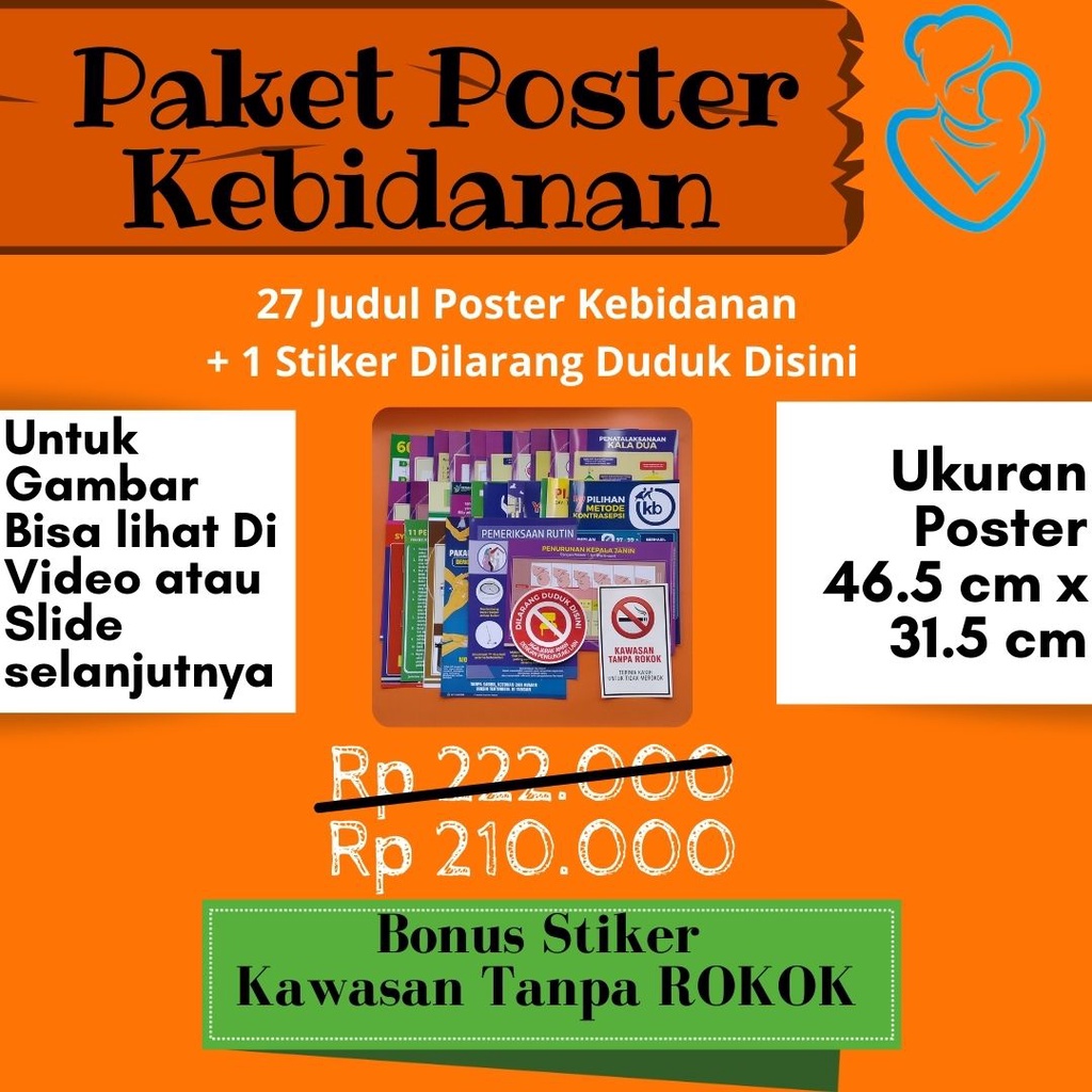 Paket : Poster Kebidanan Lengkap - 27 Judul Poster Kebidanan dan 1 Stiker dilarang duduk disini.