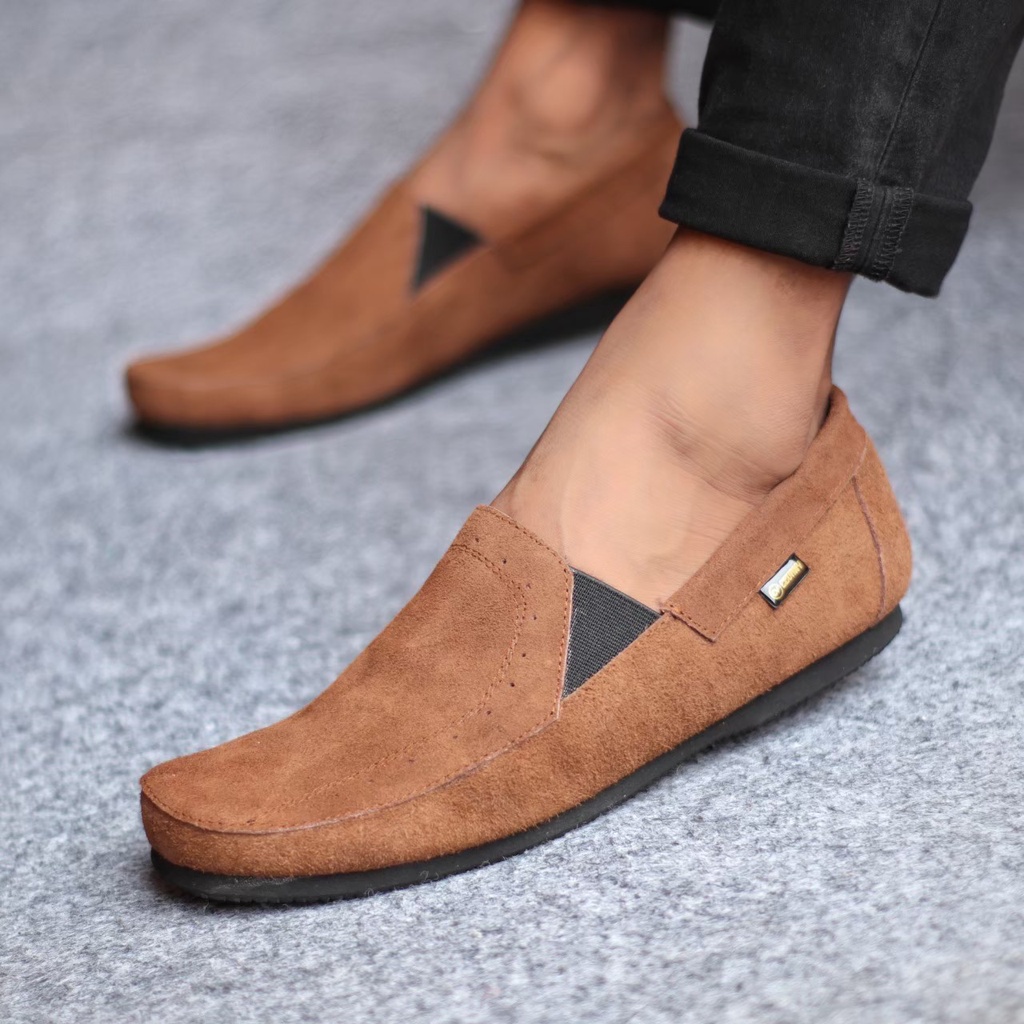 ENOZSTORE X MORLEN - SEPATU SLOP KULIT SUEDE PRIA KASUAL ORIGINAL HANDMADE KEREN TRENDY SLOP COWOK LAKI FORMAL JALAN SANTAI KEKINIAN ORI