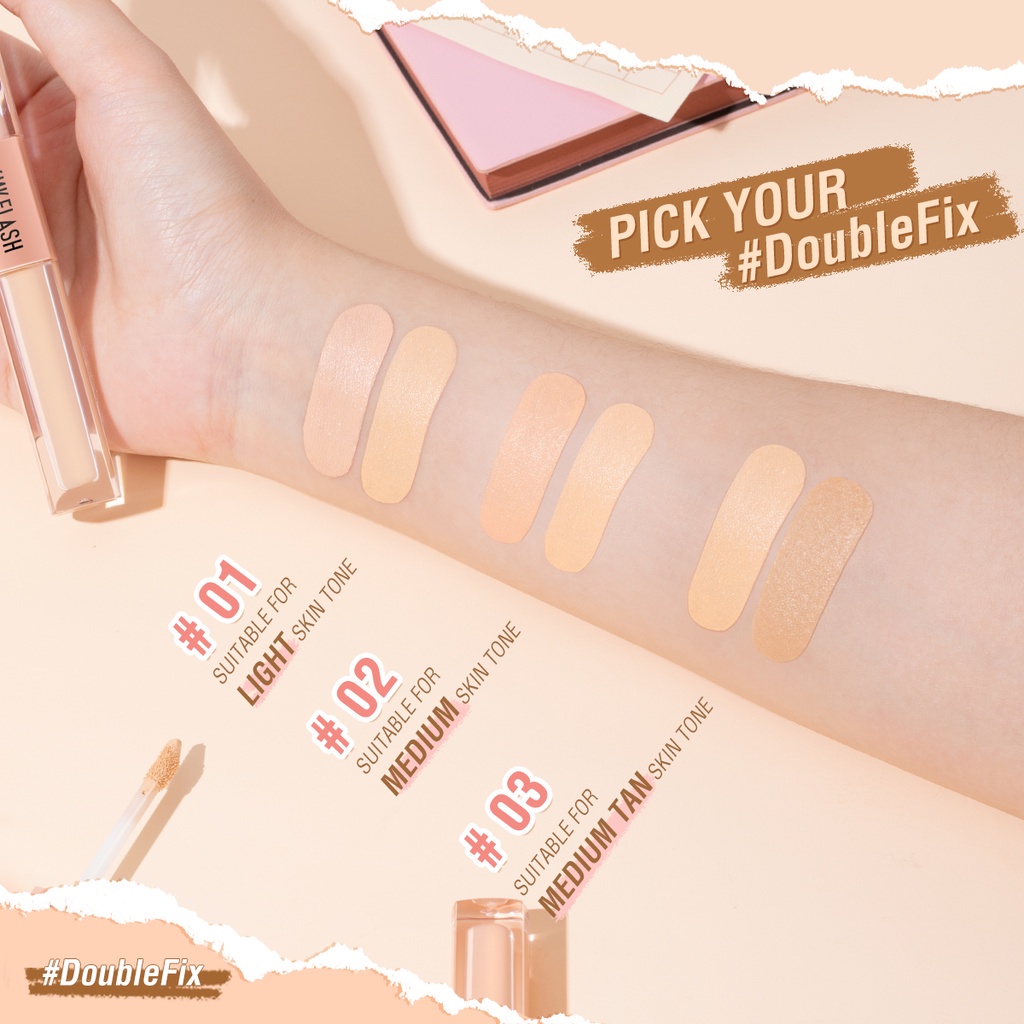 PINKFLASH #DoubleFix 2-in-1 Dual-Shade Concealer Waterproof Full Coverage Lightweight Concealer Liquid Foundation