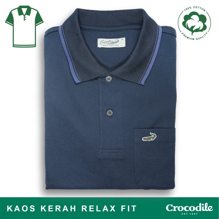 Crocodile COLE Midnight Blue - Baju Kaos Kerah Pria Men Polo Original - S