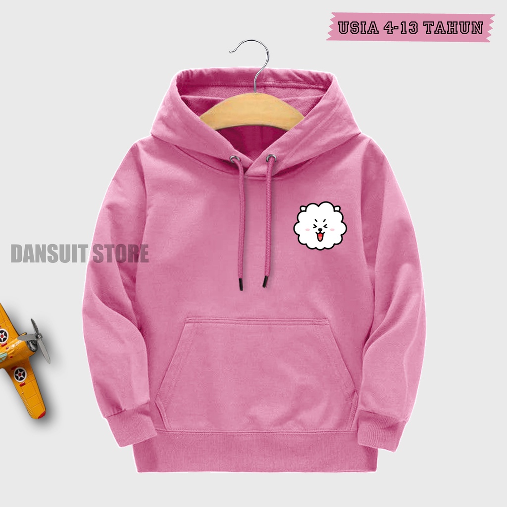 Sweater Hoodie Anak Laki-laki Perempuan Hoodie Anak Motif Karakter BT21 Usia 4 - 13 Tahun Bahan Tebal