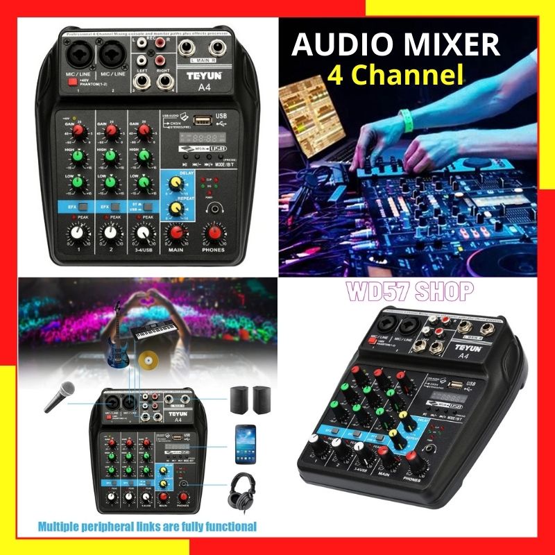 Mixer Audio Sound Ashley Mini 4 Channel Usb Bluetooth Dj Ktv Karaoke Record Podcast Mixing Console M