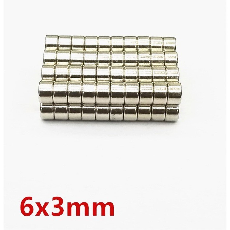 STRONG MAGNET NEODYMIUM 6x3mm SILINDER DIAMETER 6 TEBAL 3 mm N52