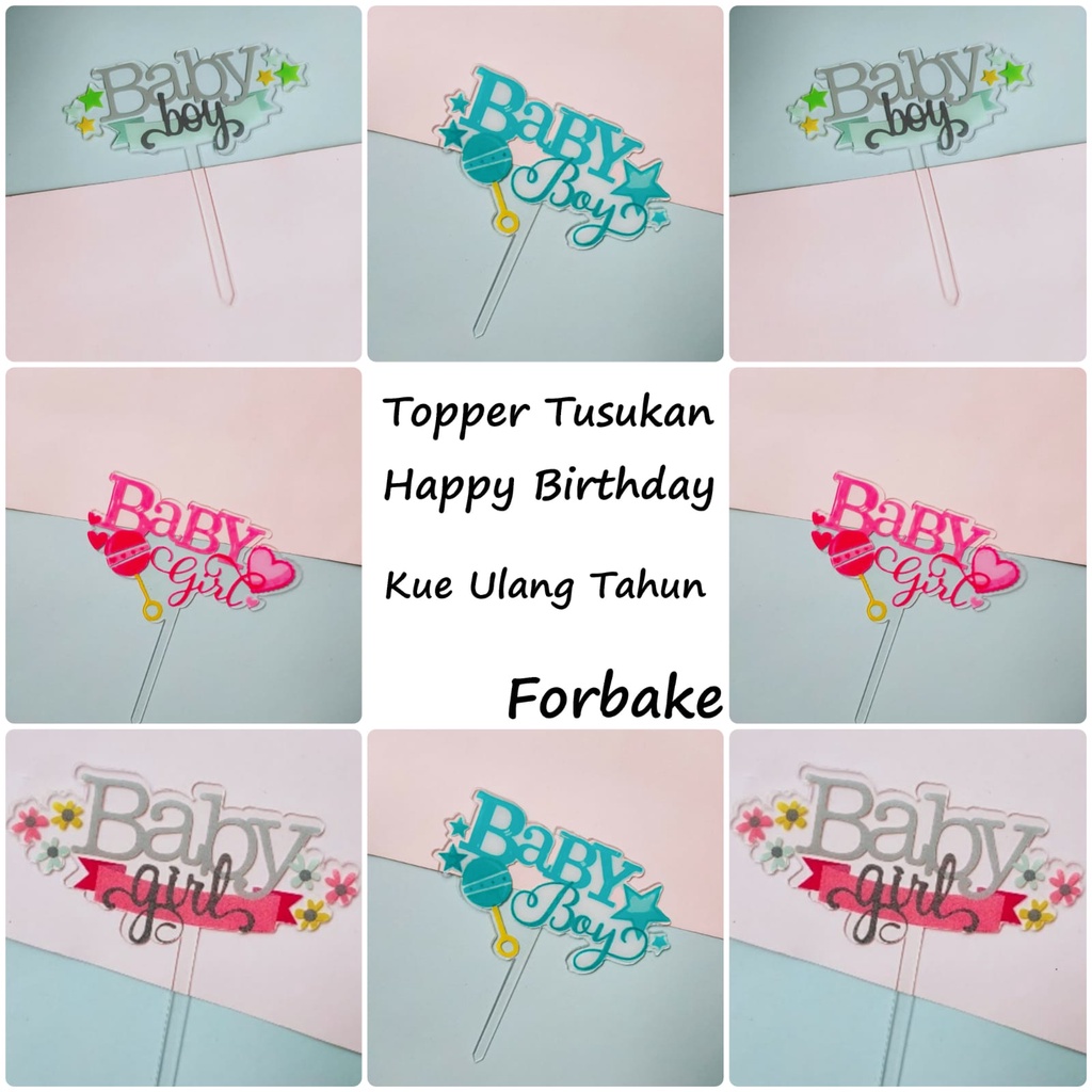 Cake Topper Penghias Kue Ulang Tahun Ultah Tart Happy Birthday Baby