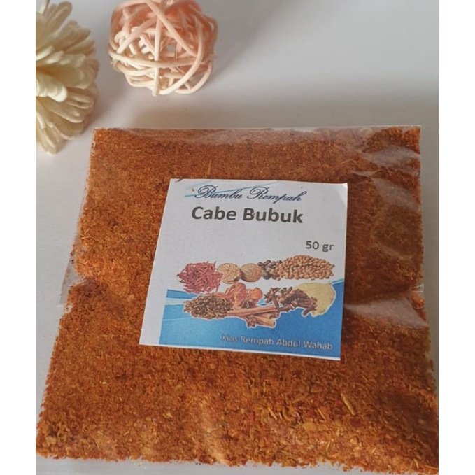 

Cabe Bubuk 50 gram, bumbu rempah wahab