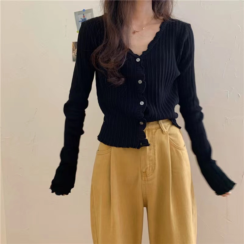 Korean V Neck Button Down Knit Cardigan 2003