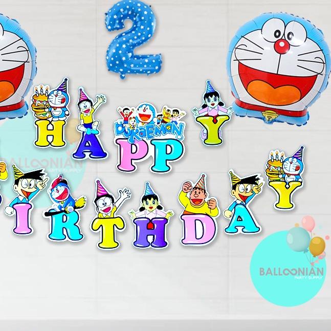 ✹ DORAEMON SIMPLE DEKORASI SET/BALON FOIL/DEKORASI ULANG TAHUN ANAK/PAKET BALON ULTAH ➩