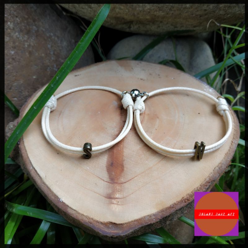 GELANG COUPLE MAGNET CUSTOM INISIAL 2PCS GELANG MAGNET COUPLE
