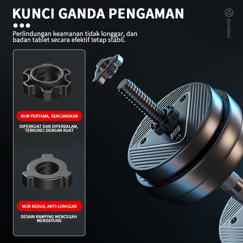 Alat Olahraga Rumahan/Alat Futnes Gym Set/Dumbell Barbell 10Kg Multi Function Dumbbel/Bisa Bongkar Pasang