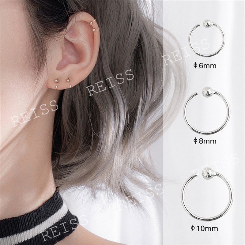 100% S925 Perak 1 Pasang Anting-Anting Lingkaran Kecil Tindik Helix Lingkaran Minimalis Hipoalergenik