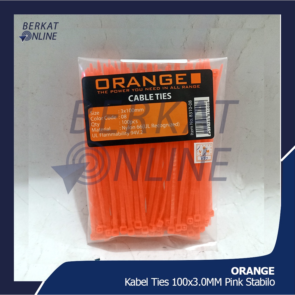 

ORANGE Kabel Ties 100x3mm Pink Stabilo