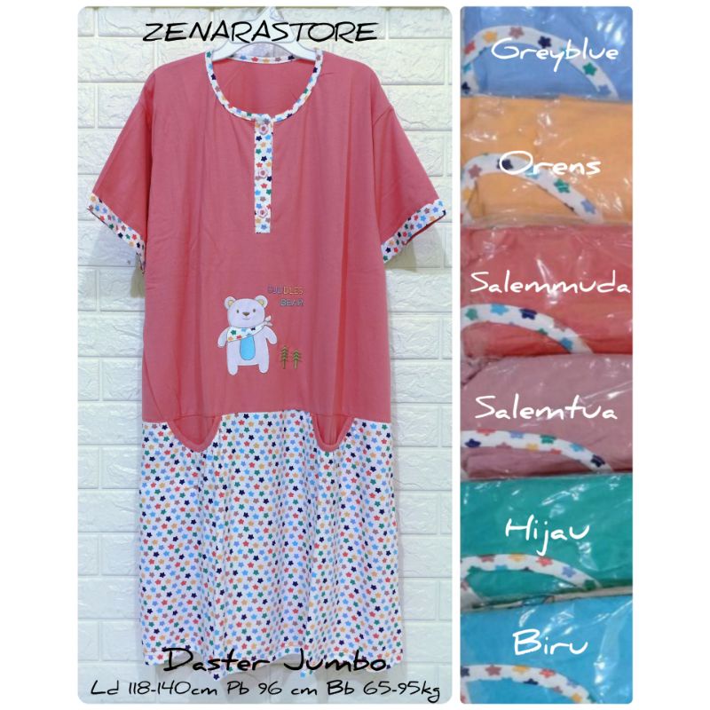 Daster kaos jumbo dewasa Tinny by Sofie daster kancing depan jumbo big size Ld 118cm-140cm