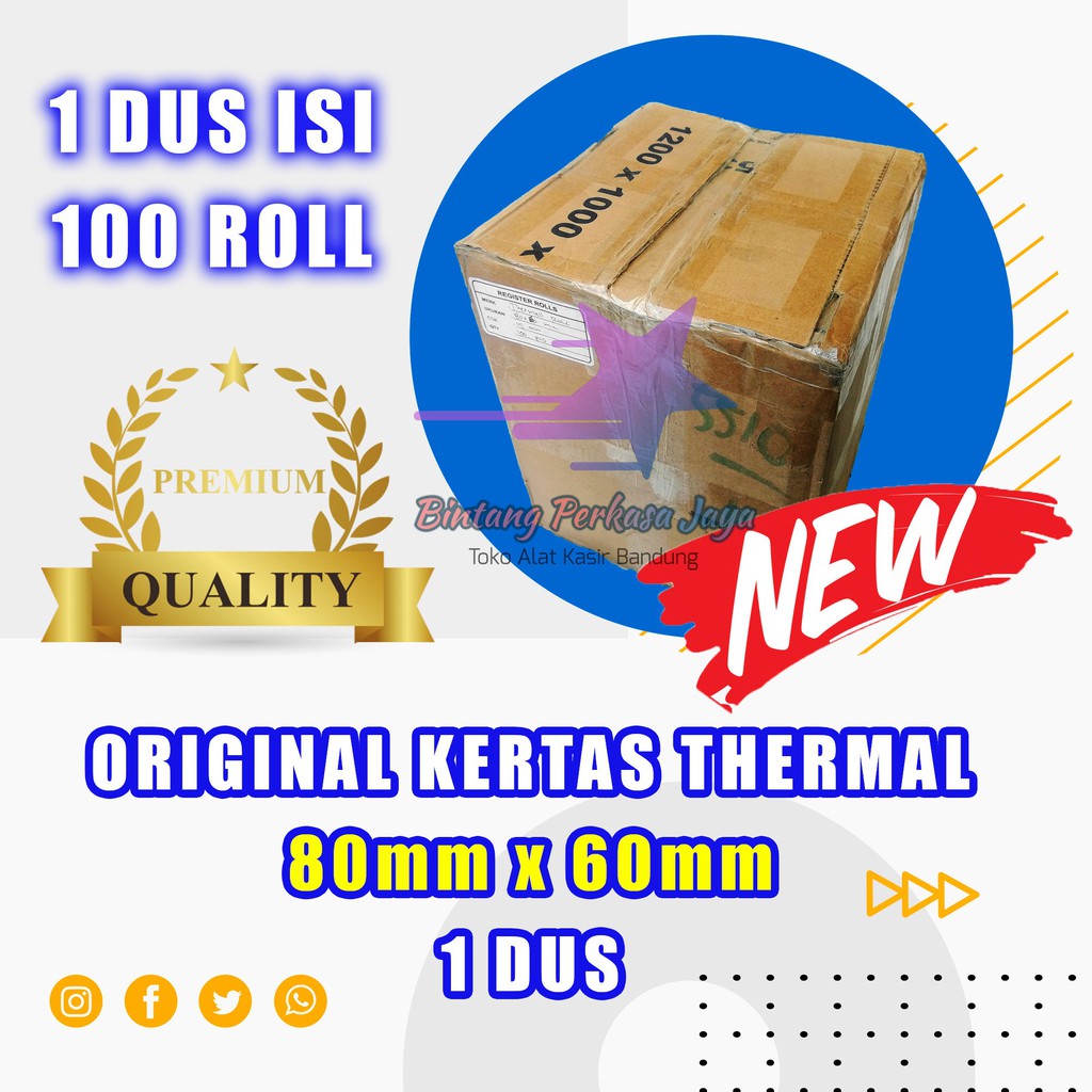 

Kertas thermal paper roll / Kertas Termal 80 x 60 1 Dus terlaris