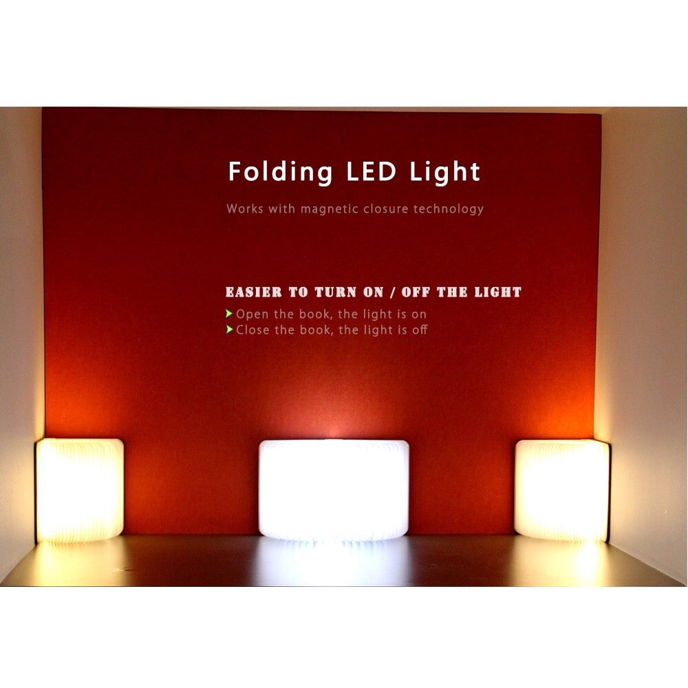 Lampu Buku Kayu Portable USB Rechargeable LED Magnetic 3warna Dimmable Foldable Night Light Desk Lamp