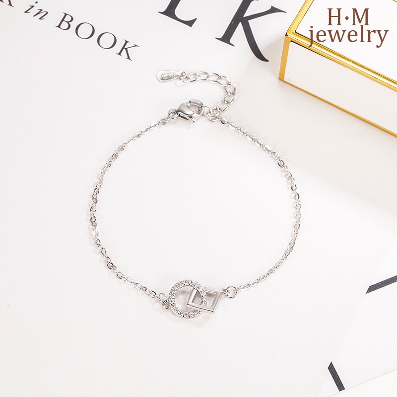 Gelang Tangan Rantai Aksen Berlian Imitasi Untuk Wanita