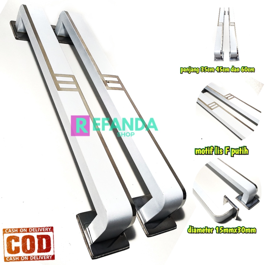 gagang handle pegangan tarikan pintu rumah minimalis warna putih bahan stainless steel anti karat