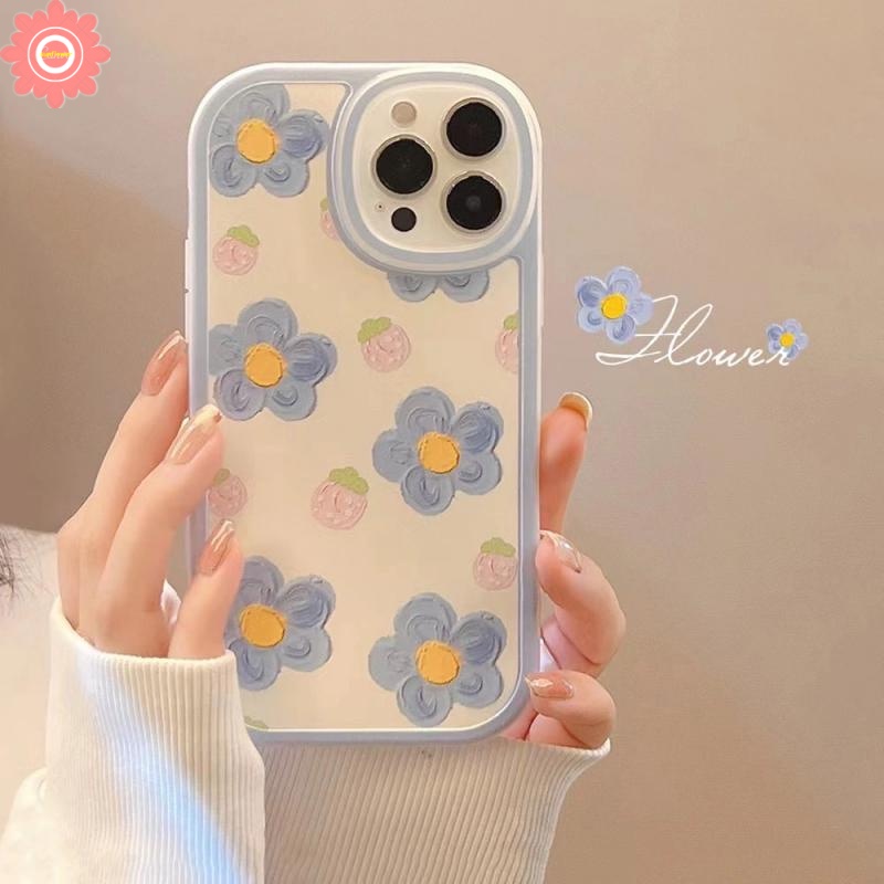 Lukisan Cat Minyak Soft Case Realme C55 10 Pro Plus C30 GT C35 C25S C31 C12 C25 C15 7i C17 7 C21Y C25Y C11 5 5i 5S 6i 9i C3 C20 8 8pro 6 C11 2021bunga Biru Angel Eyes Soft Sarung Casing