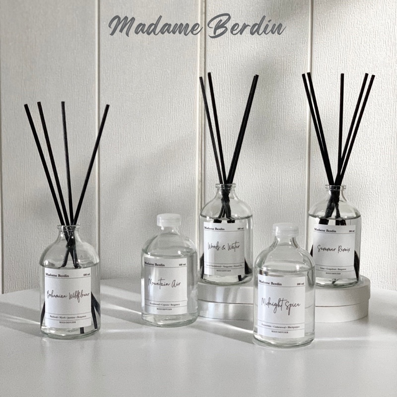 Reed Diffuser Alami Ramah Lingkungan by Madame Berdin | Pengharum Ruangan Ramah Lingkungan | Hampers Bridesmaid | Hadiah Lebaran | Kado Ulangtahun Wisuda | Kado Sahabat | Properti foto Aesthetic | Hampers Wedding Wisuda Ulangtahun