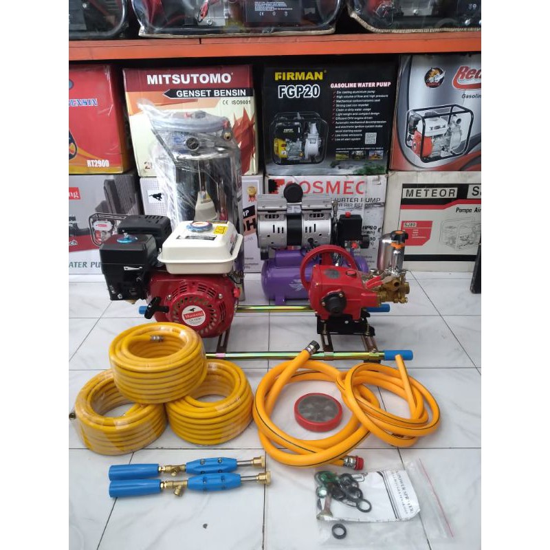 Paket 3in1 Mesin Steam Bensin 160 × Kompresor Basic 9s × Tabung Salju