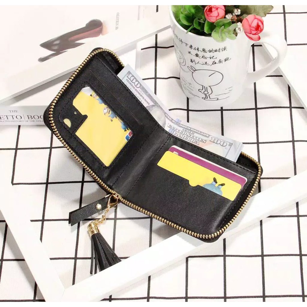 *ALIBABA1688*COD Dompet Kecil Forever Young 6033 Daun Wanita Bahan PU Kulit Pendek / Fashion Impor