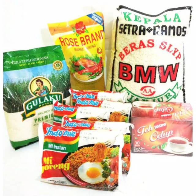 Paket Sembako  Lengkap  Beras Minyak Gula Mie dan Teh 