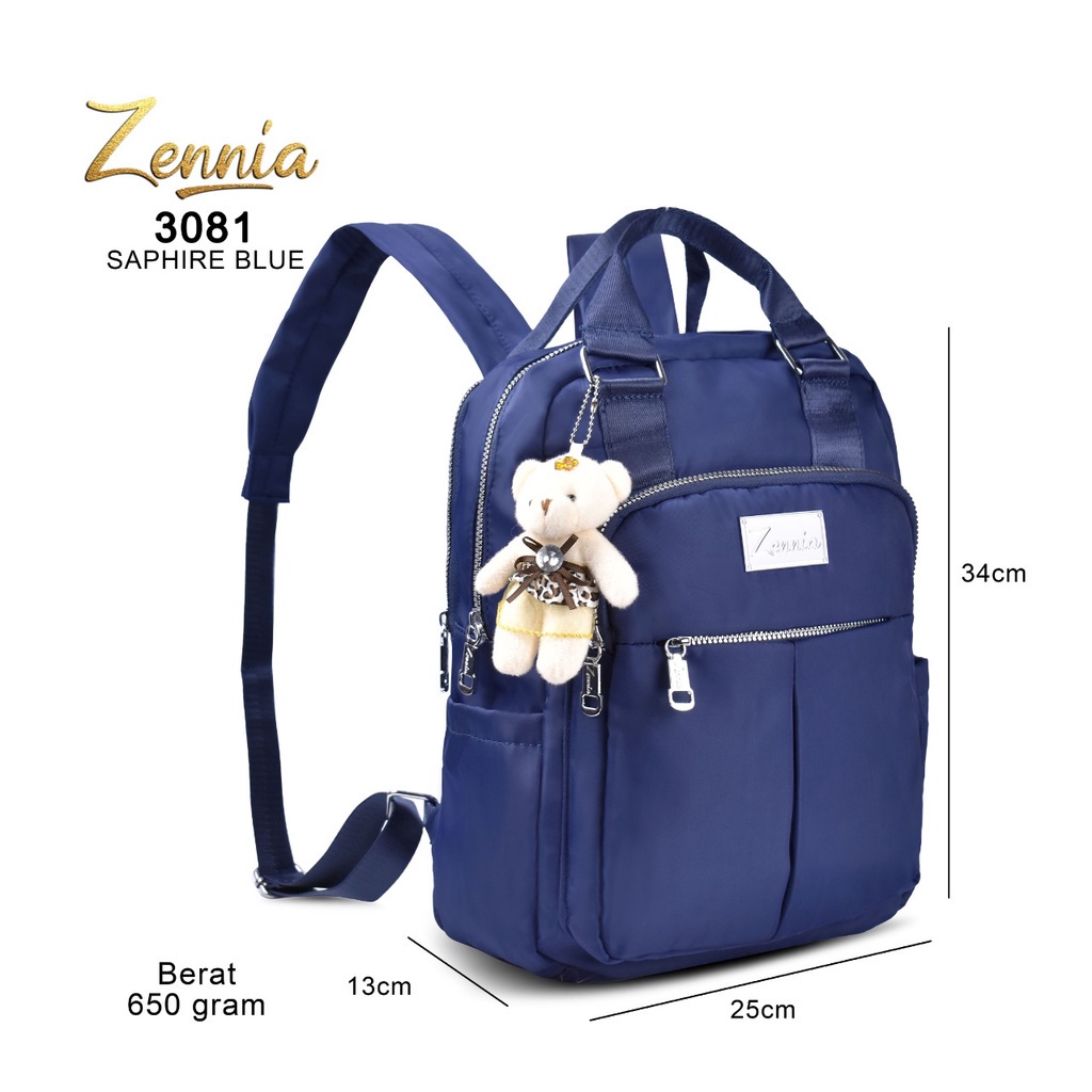 (TSI) Tas Wanita Zennia 3081 Tas Ransel Korea Tas Wanita Punggung Import Kantor Kerja Sekolah Kuliah Outdoor Trendy Fashion Style Travel Casual Backpack Serut Anak Remaja Perempuan Selempang Cewek Bag