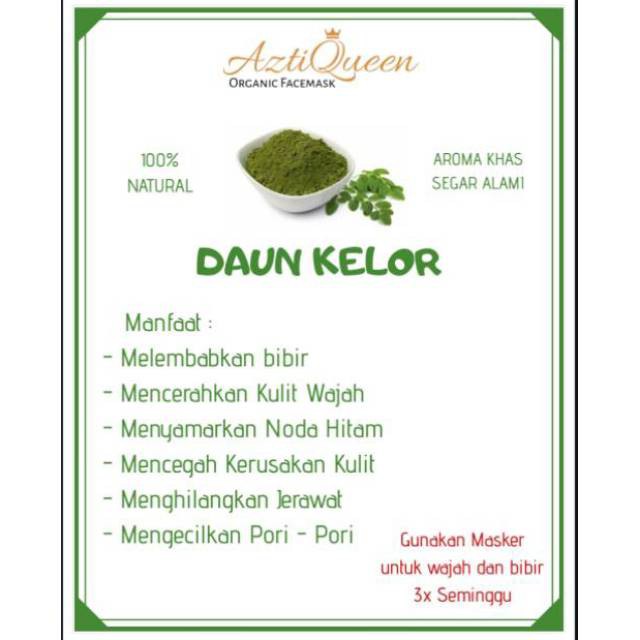 Masker Wajah Daun Kelor 100 Anik Masker Wajah Penghilang Jerawat Dan Flek Hitam Indonesia