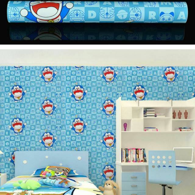 Wallpaper sticker dinding motif doraemon