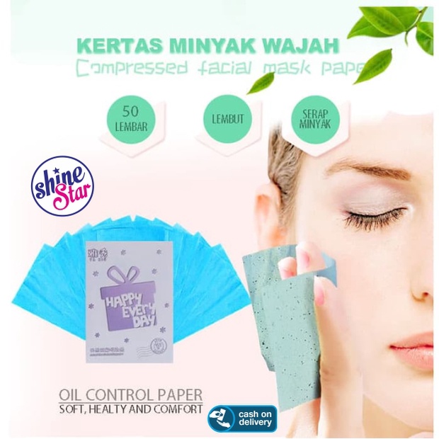 SHINE STAR - Pembersih Wajah Glowing Kertas Minyak Wajah - Kertas Minyak Linen Alami Menyerap Minyak pada Wajah