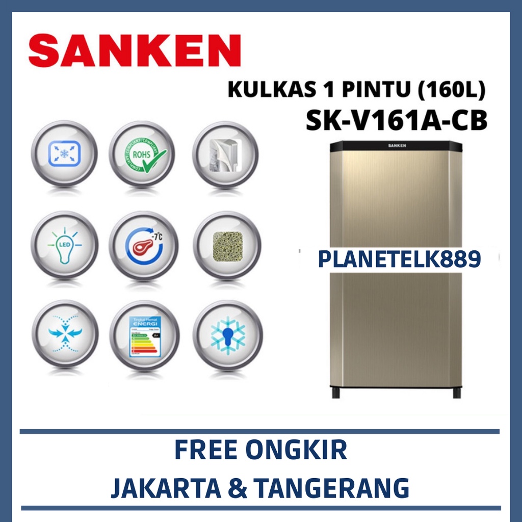 SANKEN SK-V161A-CB 160 LITER KULKAS 1 PINTU SANKEN SKV161ACB SK V161