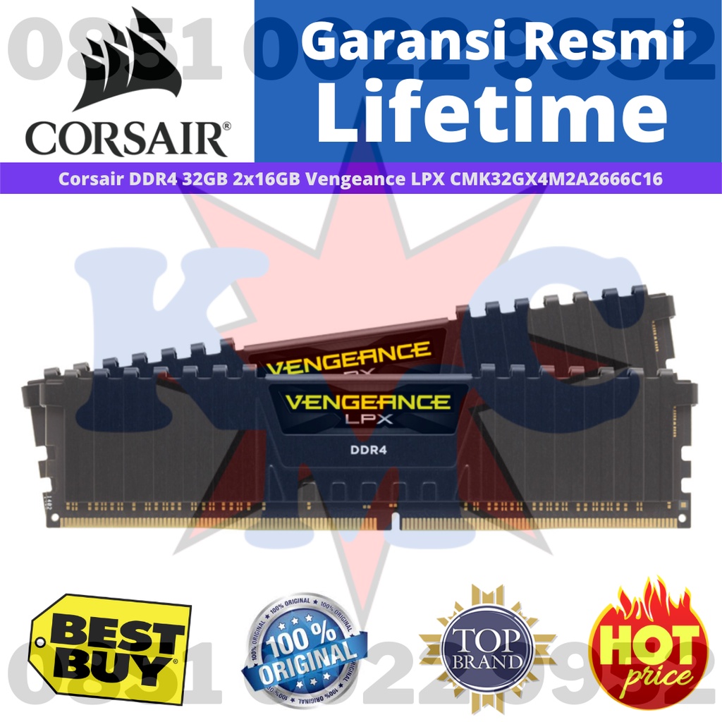 RAM Corsair DDR4 32GB (2x16GB) Vengeance LPX - CMK32GX4M2A2666C16