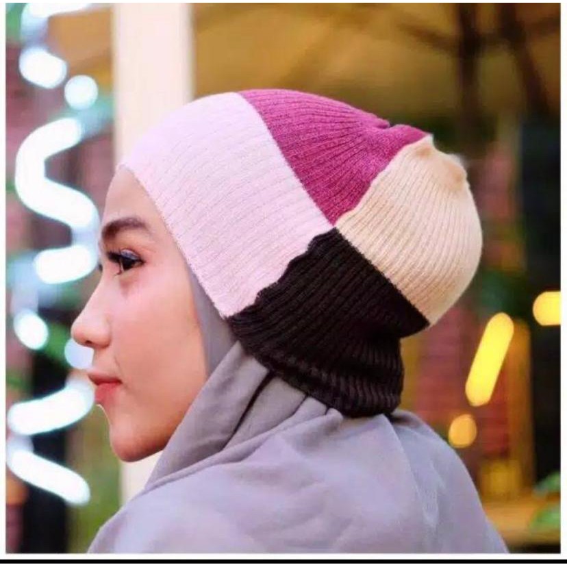 Bandana rajut 4 warna,ciput rajut 4 warna