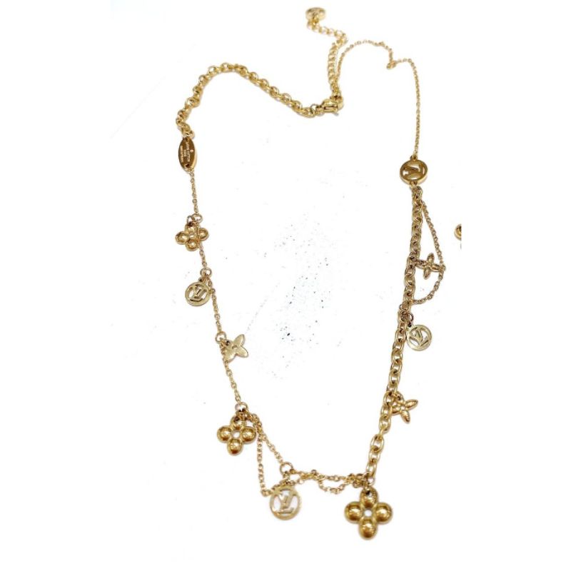 Kalung dan Anting Titanium asli Gold motif elv Premium Quality Anti karat anti alergi Necklace Stainless Steel ori T011