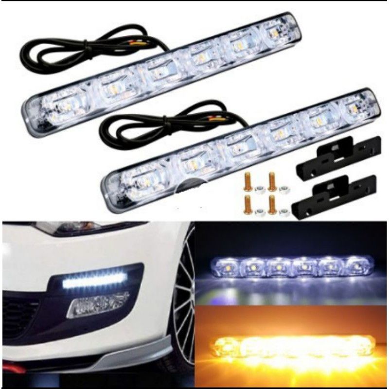 LED DRL SEIN RUNNING KUNING JALAN MOBIL 12V