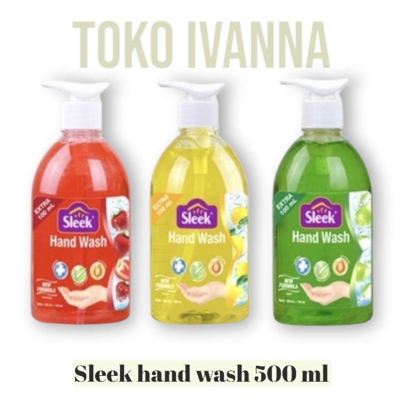 Sleek Handwash Apple / Lemon / Strawberry Botol 500mL  - Sabun Cuci Tangan