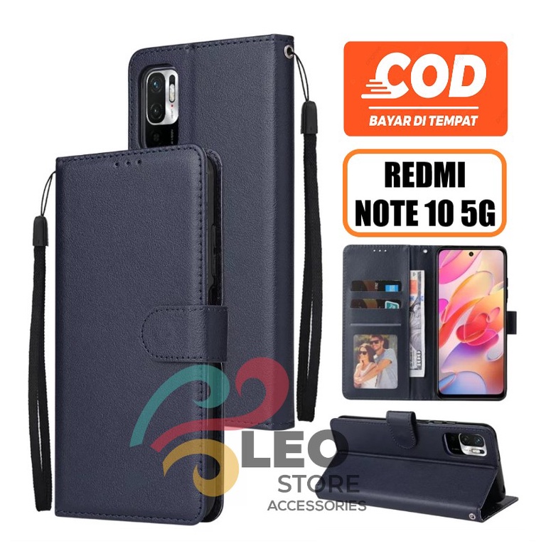 FLIP CASE XIAOMI REDMI NOTE 10 5G LEATHER FLIP WALLET UNTUK XIAOMI REDMI NOTE 10 5G DOMPET