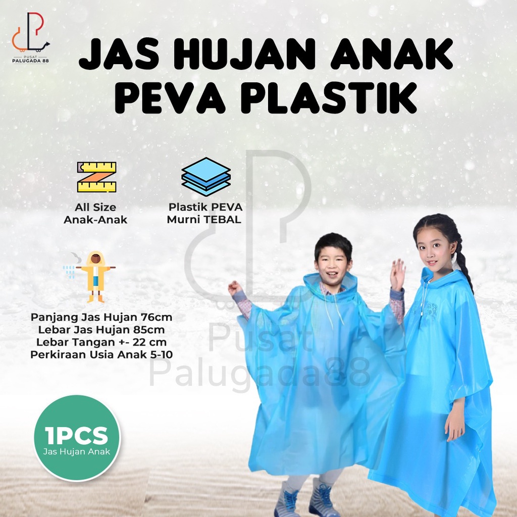 Jas Hujan Anak Peva Plastik Tebal Poncho ponco Terusan PEVA UNIVERSAL