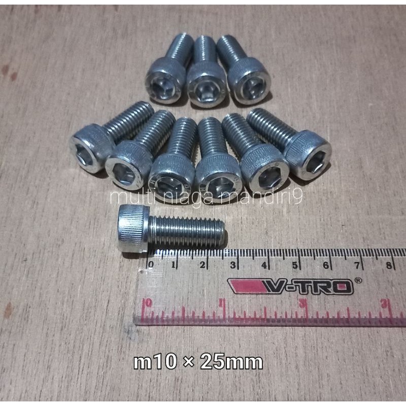 ( satuan ) baut L m10 × 25mm / 2.5cm stainless stel, baut 14 L panjang 2.5cm stainlees stell anti ka