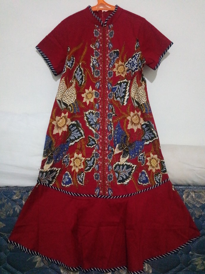 Batik Couple Set Aci Edisi Natal Imlek Warna Merah Bahan Katun Stretch