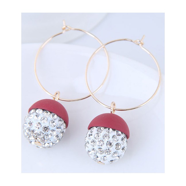 LRC Anting Hoops Fashion Round Shape Decorated Earrings