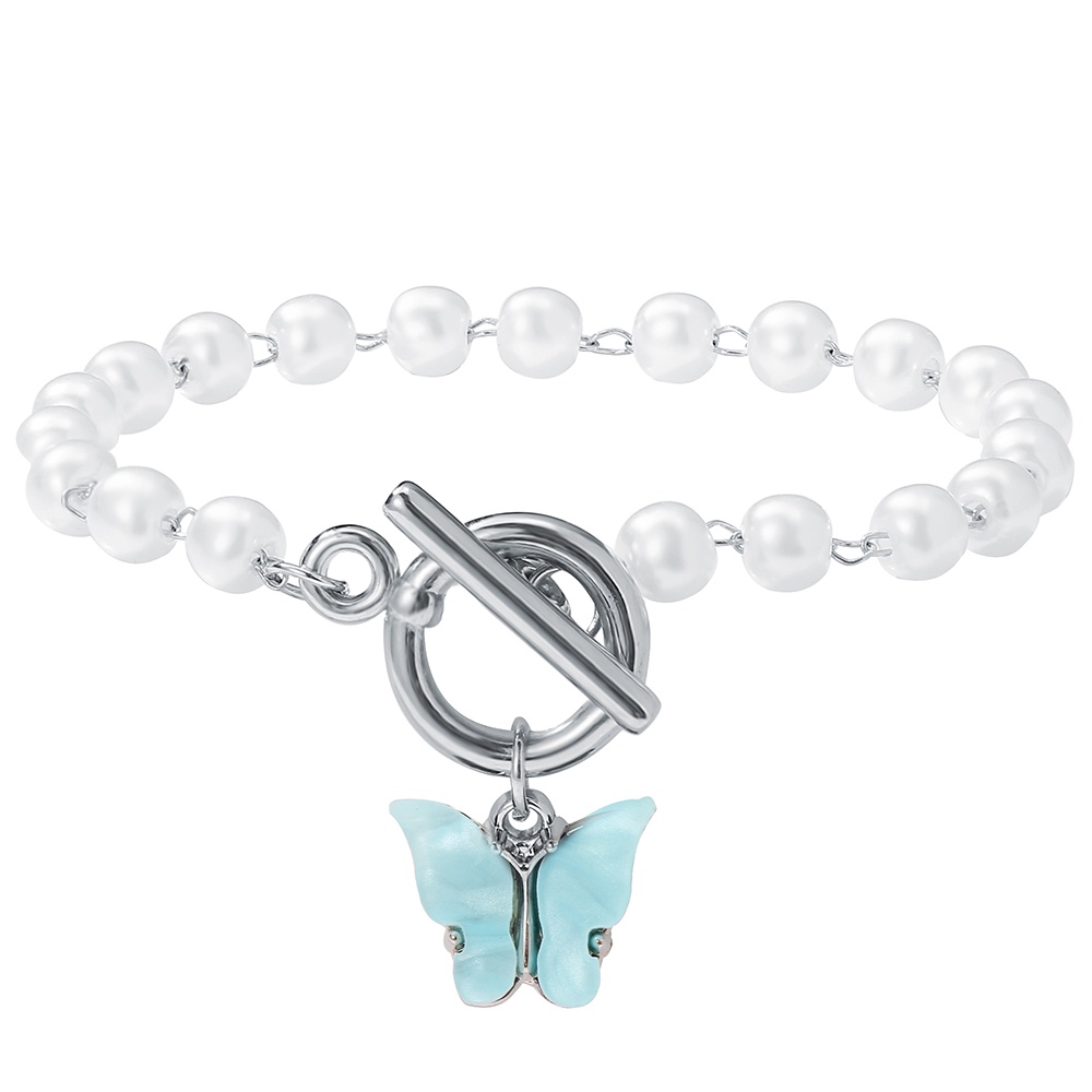 Gelang Mutiara Bentuk Hati Butterfly Warna Silver Gaya Retro Korea Untuk Wanita-6